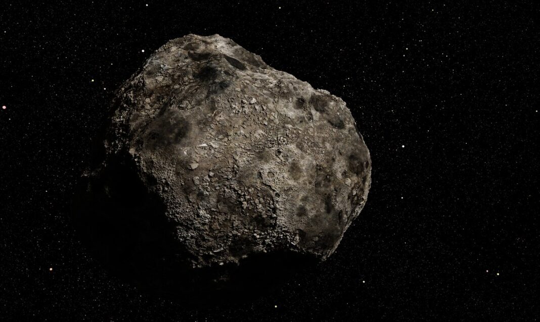 Ilustración de un asteroide en el espacio.